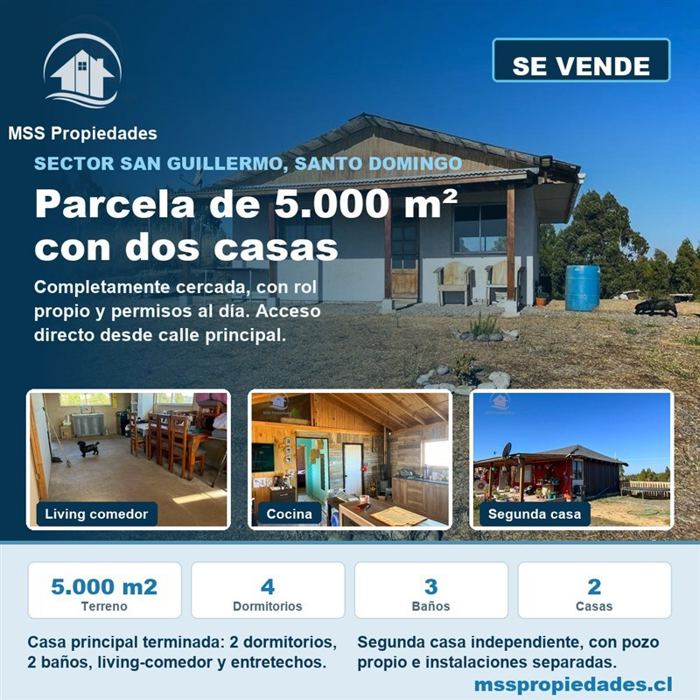 Parcela en Venta en Sector San Guillermo, Maitenlahue, comuna de Santo Domingo