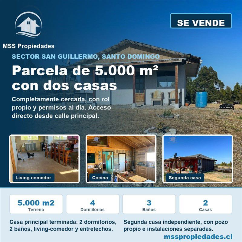 Parcela en Venta en Sector San Guillermo, Maitenlahue, comuna de Santo Domingo, Valparaíso, Santo Domingo