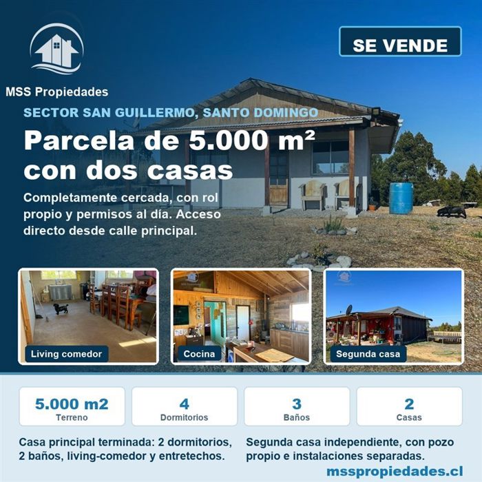 Parcela en Venta en Sector San Guillermo, Maitenlahue, comuna de Santo Domingo